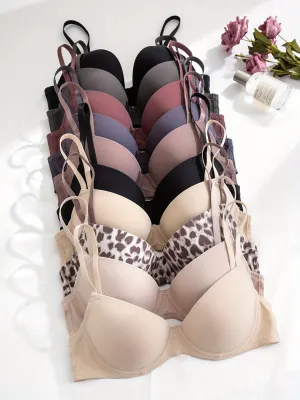 10-Piece Simple Comfy Push-Up Underwire Bra Set – Medium Support & Everyday Comfort