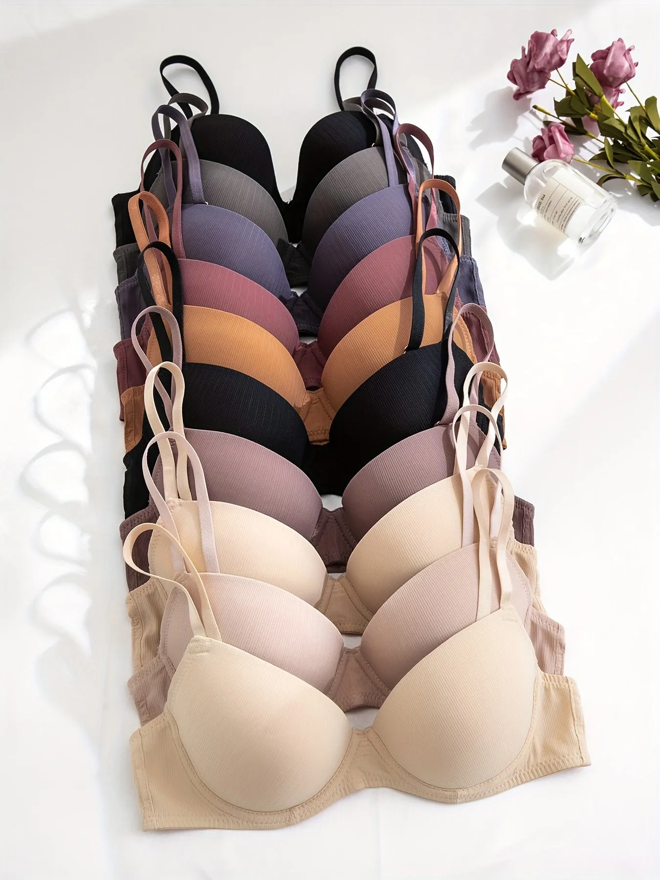10-Piece Simple Comfy Push-Up Underwire Bra Set – Medium Support & Everyday Comfort