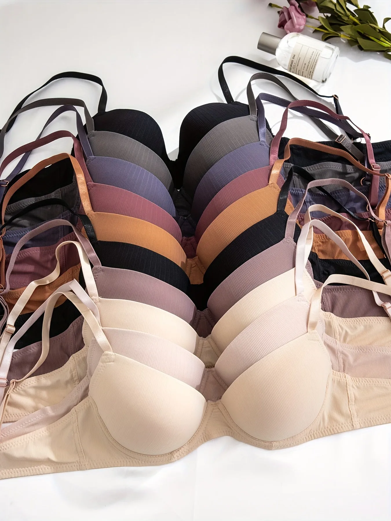 10-Piece Simple Comfy Push-Up Underwire Bra Set – Medium Support & Everyday Comfort