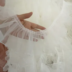 10cm Width x 4 Yards Length Organza Ruffled Pleated Lace Fabric Trim