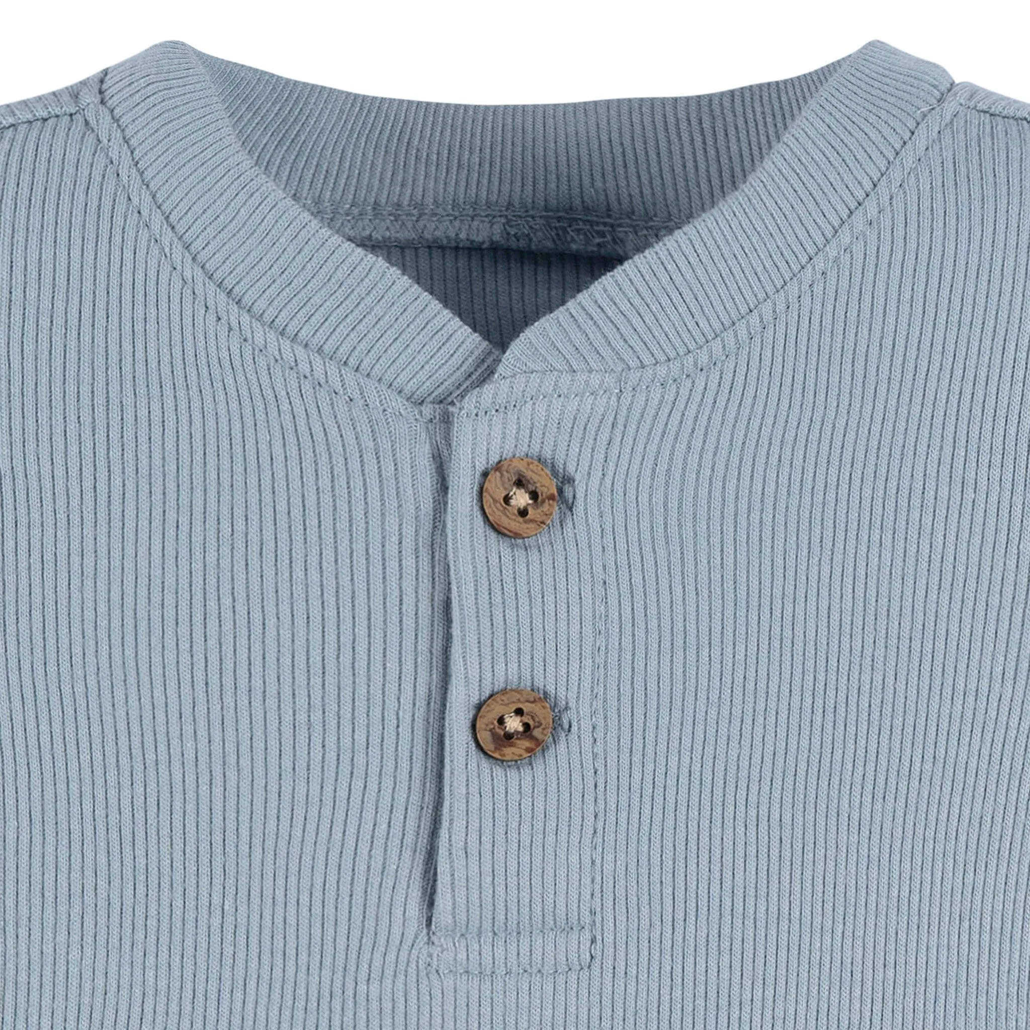 2-Piece Baby Boys Blue Bodysuit and Shorts Set