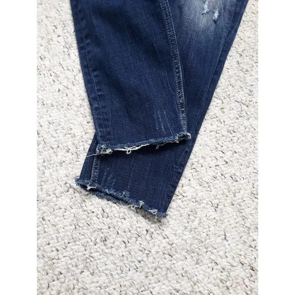 28 BKE Slim Fit Low Rise Ankle Skinny Dark Wash Distressed Raw Hem