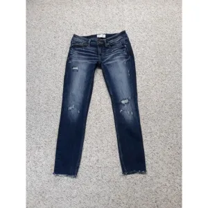 28 BKE Slim Fit Low Rise Ankle Skinny Dark Wash Distressed Raw Hem