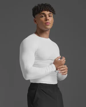 2XU Mens Core Compression Long Sleeve Top - White/No Logo