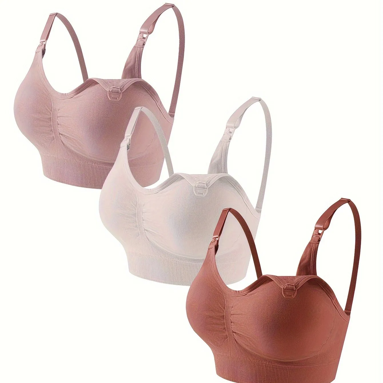 3 Sets Clip Down Maternity Bras - Comfy Full Coverage Wireless Breastfeeding Bra for Women
