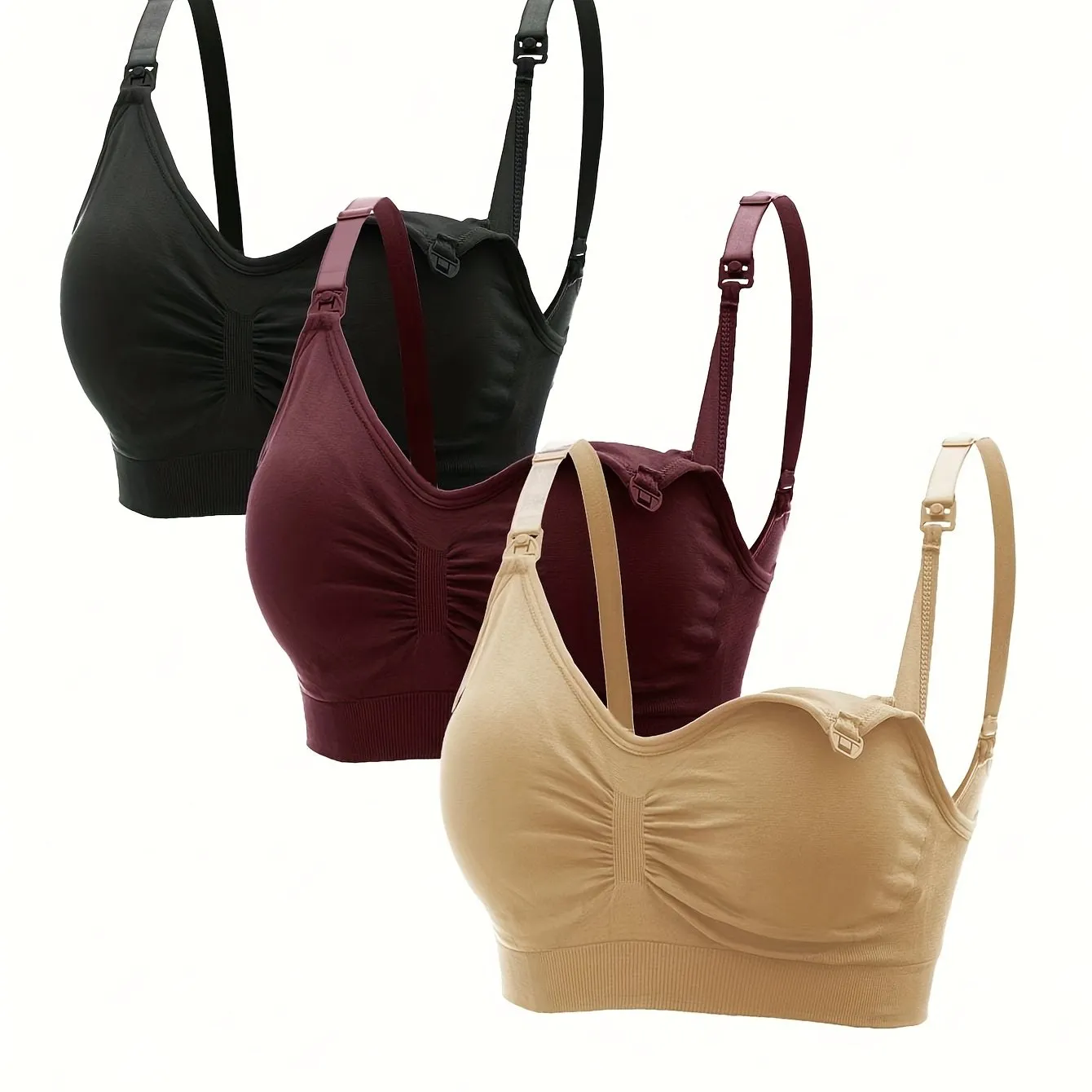 3 Sets Clip Down Maternity Bras - Comfy Full Coverage Wireless Breastfeeding Bra for Women