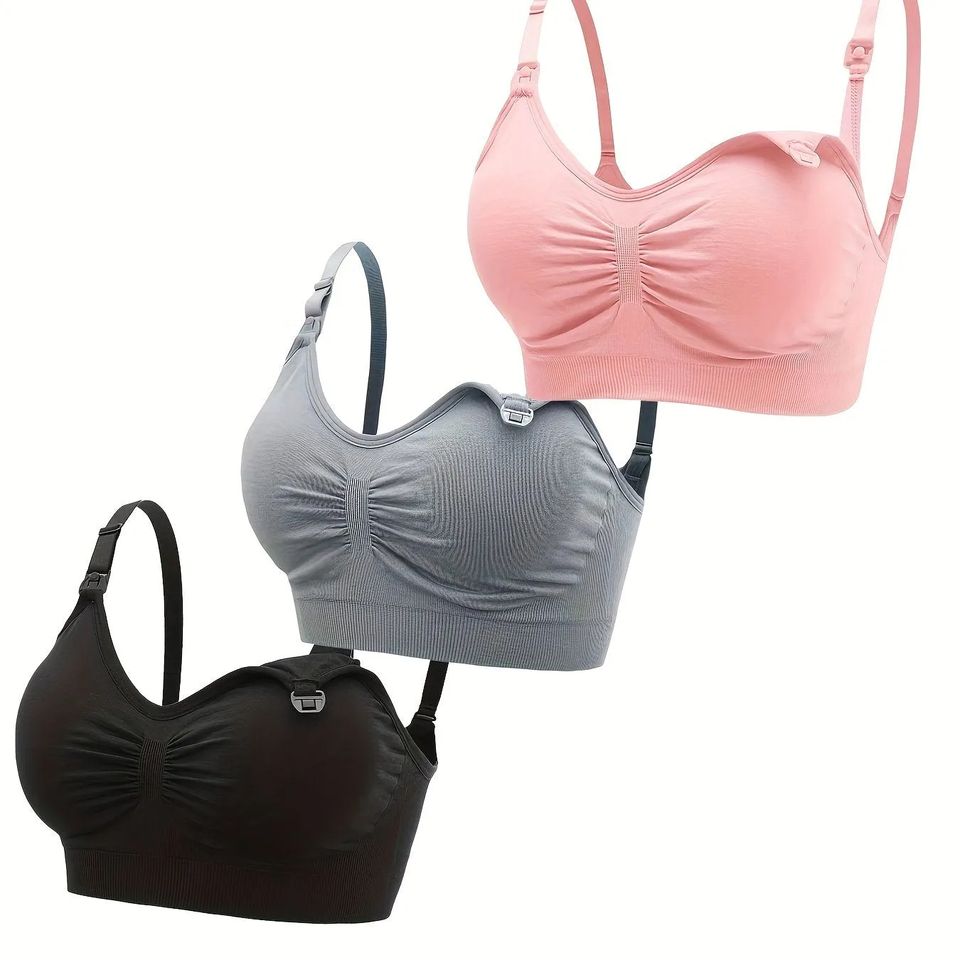 3 Sets Clip Down Maternity Bras - Comfy Full Coverage Wireless Breastfeeding Bra for Women