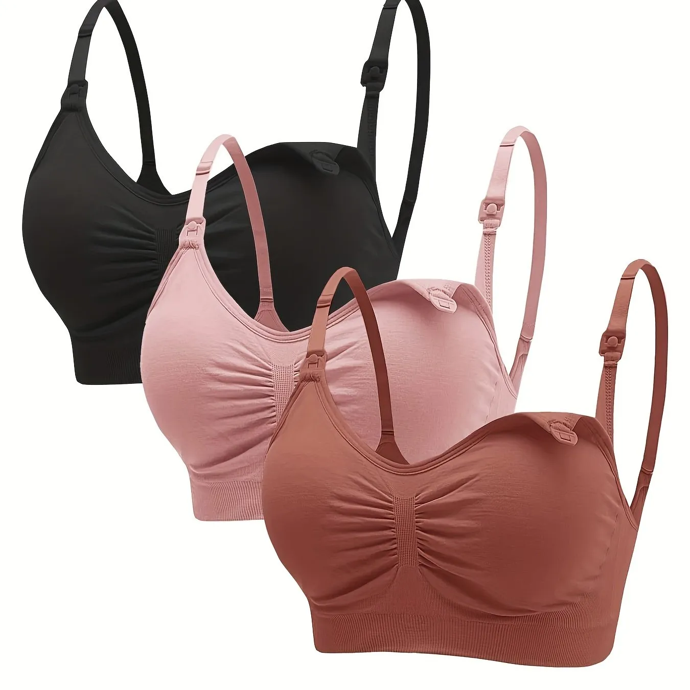 3 Sets Clip Down Maternity Bras - Comfy Full Coverage Wireless Breastfeeding Bra for Women