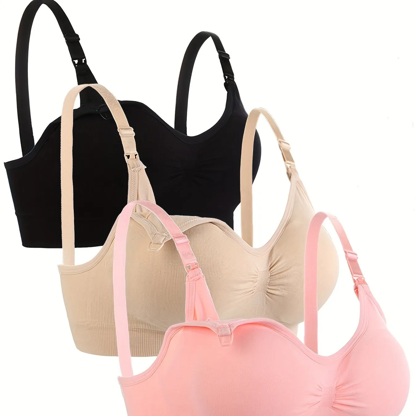 3 Sets Clip Down Maternity Bras - Comfy Full Coverage Wireless Breastfeeding Bra for Women