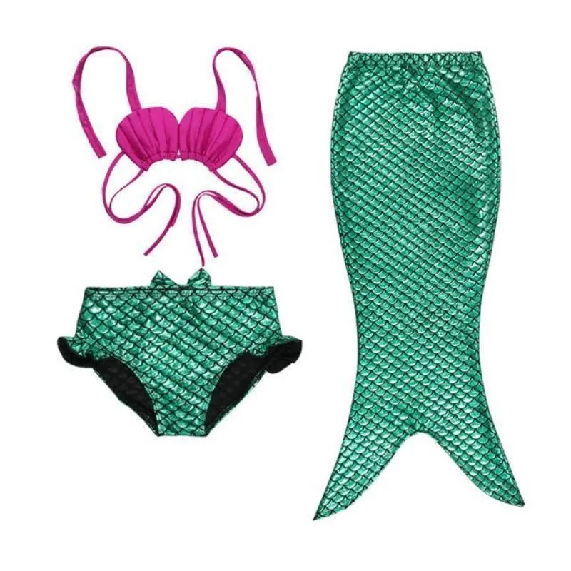 3pcs. Swimmable Mermaid Outfit For Little Girl