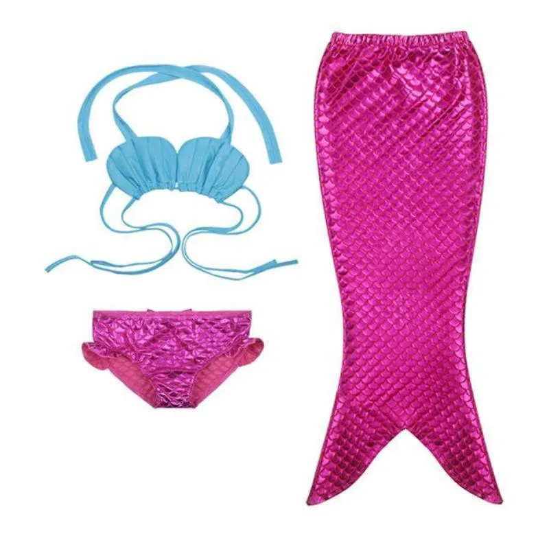 3pcs. Swimmable Mermaid Outfit For Little Girl