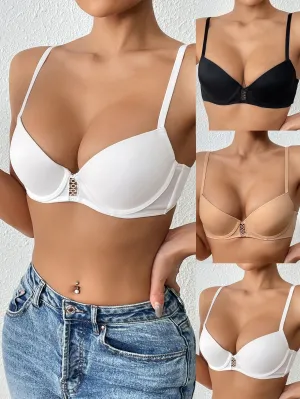 3pcs Women's Hollow Out T-Shirt Bras - Comfy, Breathable Push Up Bras in Lingerie & Underwear