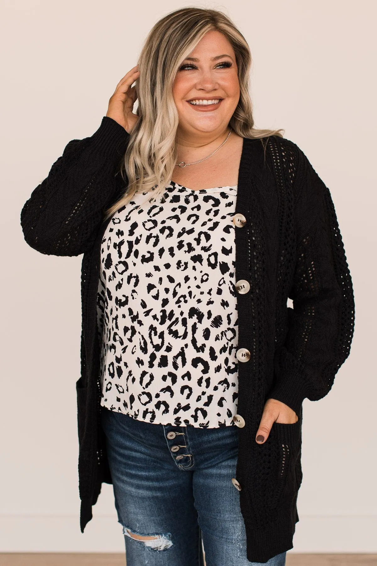 A Fresh Take Button Cardigan- Black