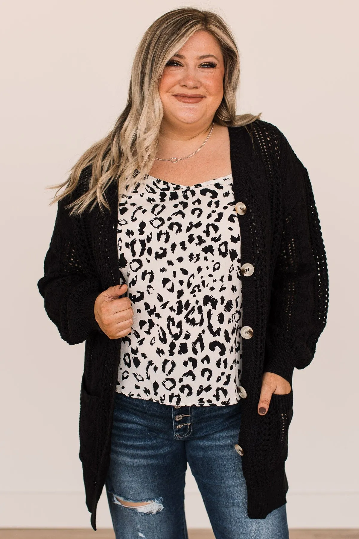 A Fresh Take Button Cardigan- Black