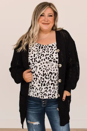 A Fresh Take Button Cardigan- Black