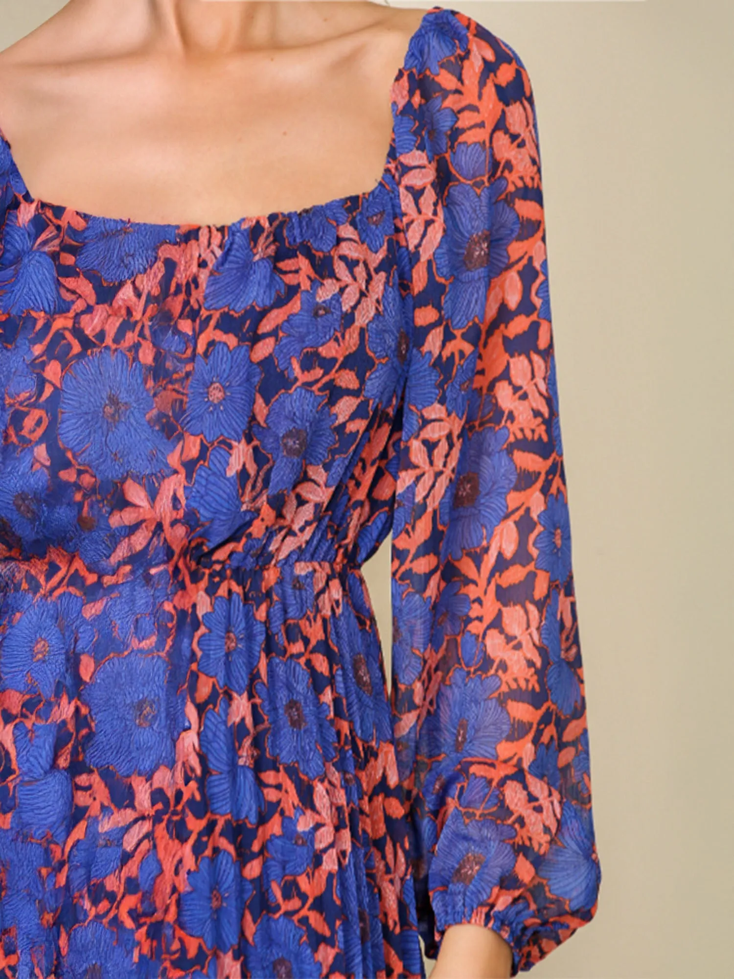 Abstract Chiffon Fit & Flare Midi Dress