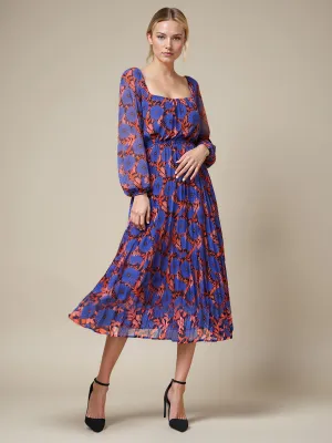 Abstract Chiffon Fit & Flare Midi Dress