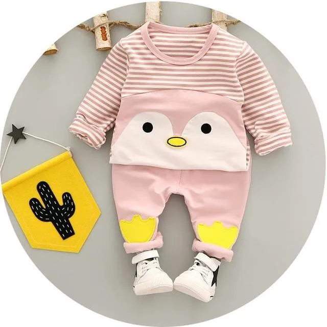 Adorable Striped Penguin long sleeve set