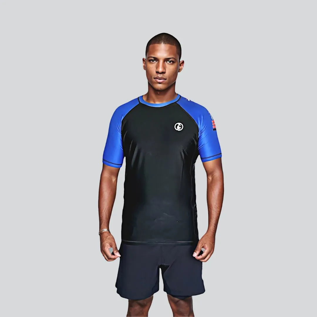 ADULT RASH GUARD H/S PRO RANKED BLK & BLUE