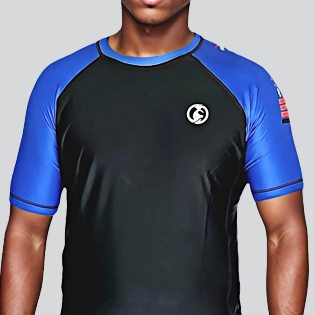 ADULT RASH GUARD H/S PRO RANKED BLK & BLUE