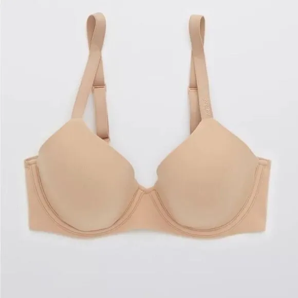 Aerie SMOOTHEZ Full Coverage Lightly Lined Bra Tan Size 38C