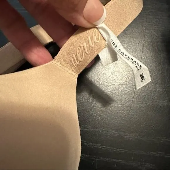 Aerie SMOOTHEZ Full Coverage Lightly Lined Bra Tan Size 38C