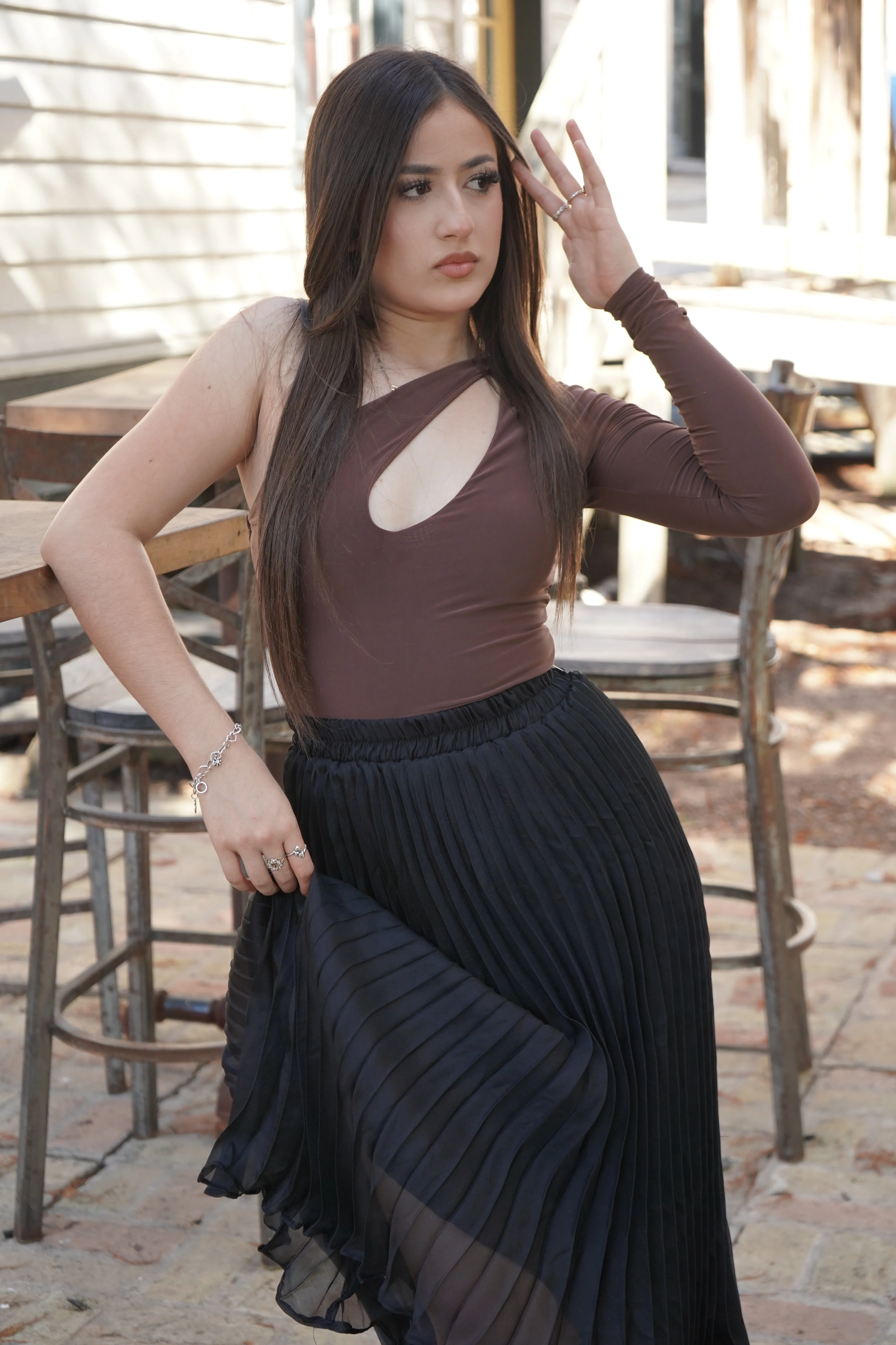 Amanda One Shoulder Cut Out Bodysuit