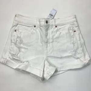 America Eagle Mom Shorts Women 6 28W NWT Stretch Cotton Pockets Distressed White