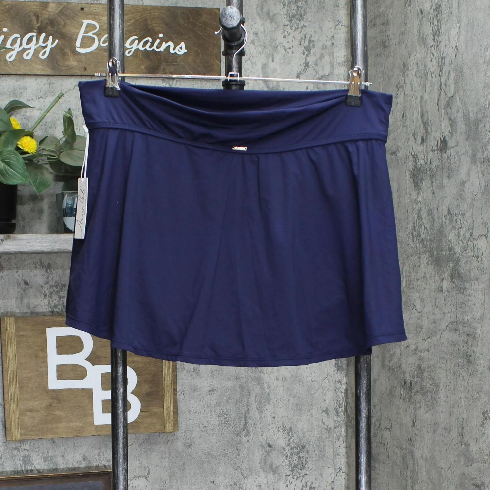 Anne Cole Plus Size Soft Band Rock Swim Skirt MYPB41401 Navy Blue 18W