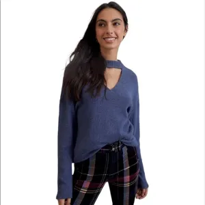 ANTHROPOLOGIE Dolan Left Coast Rebbeca Cut Out Top Sweater in Blue