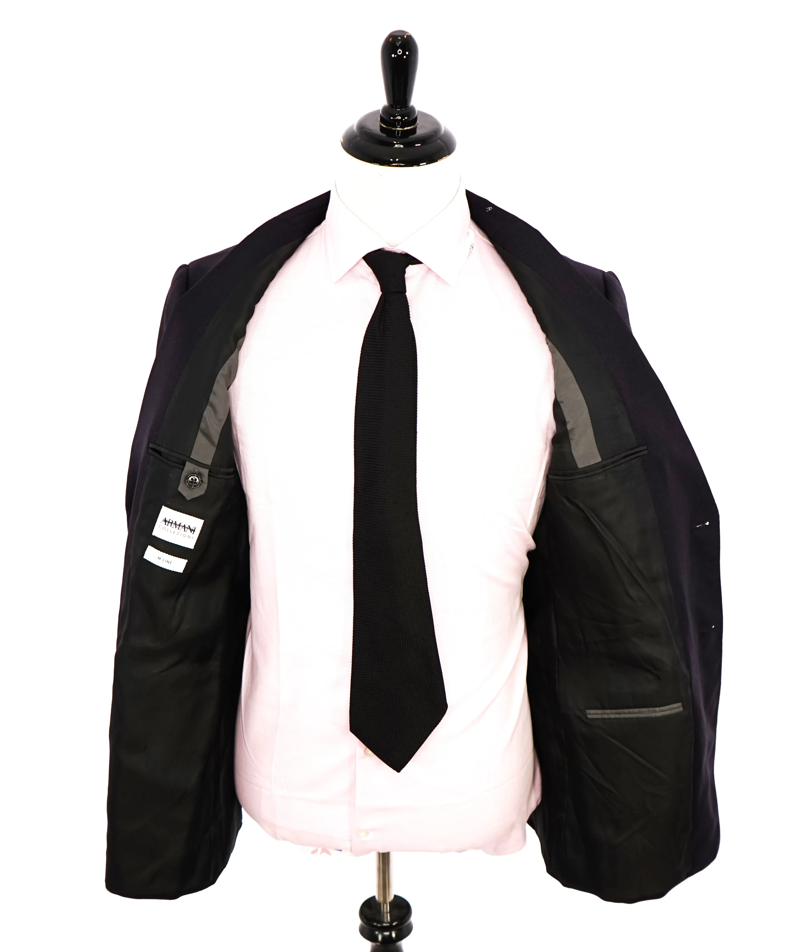 ARMANI COLLEZIONI - "M Line" Burgundy Check Peak Lapel Suit - 42L