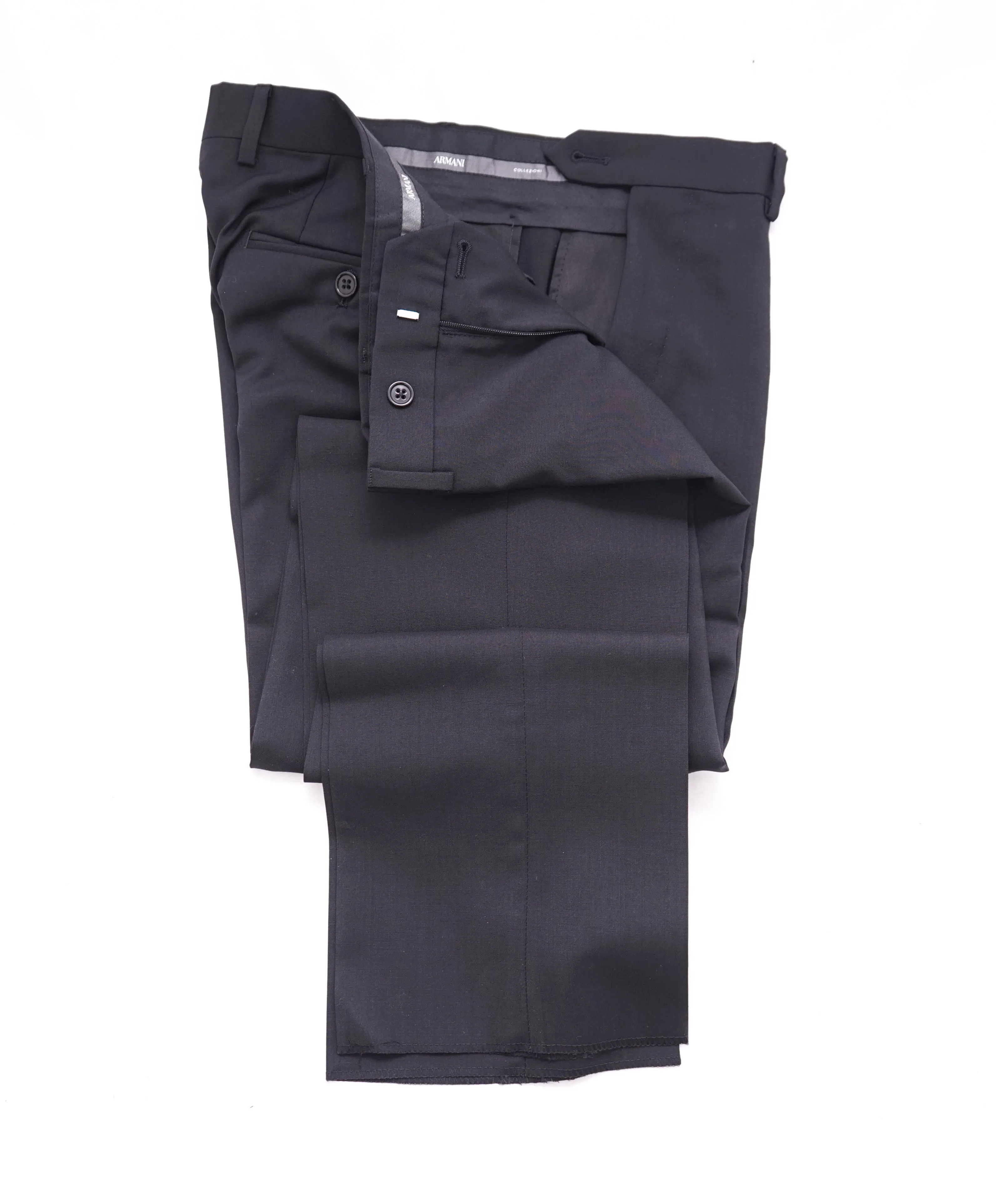 ARMANI COLLEZIONI -  "M Line" Slim Modern Black Notch Lapel Suit - 42R