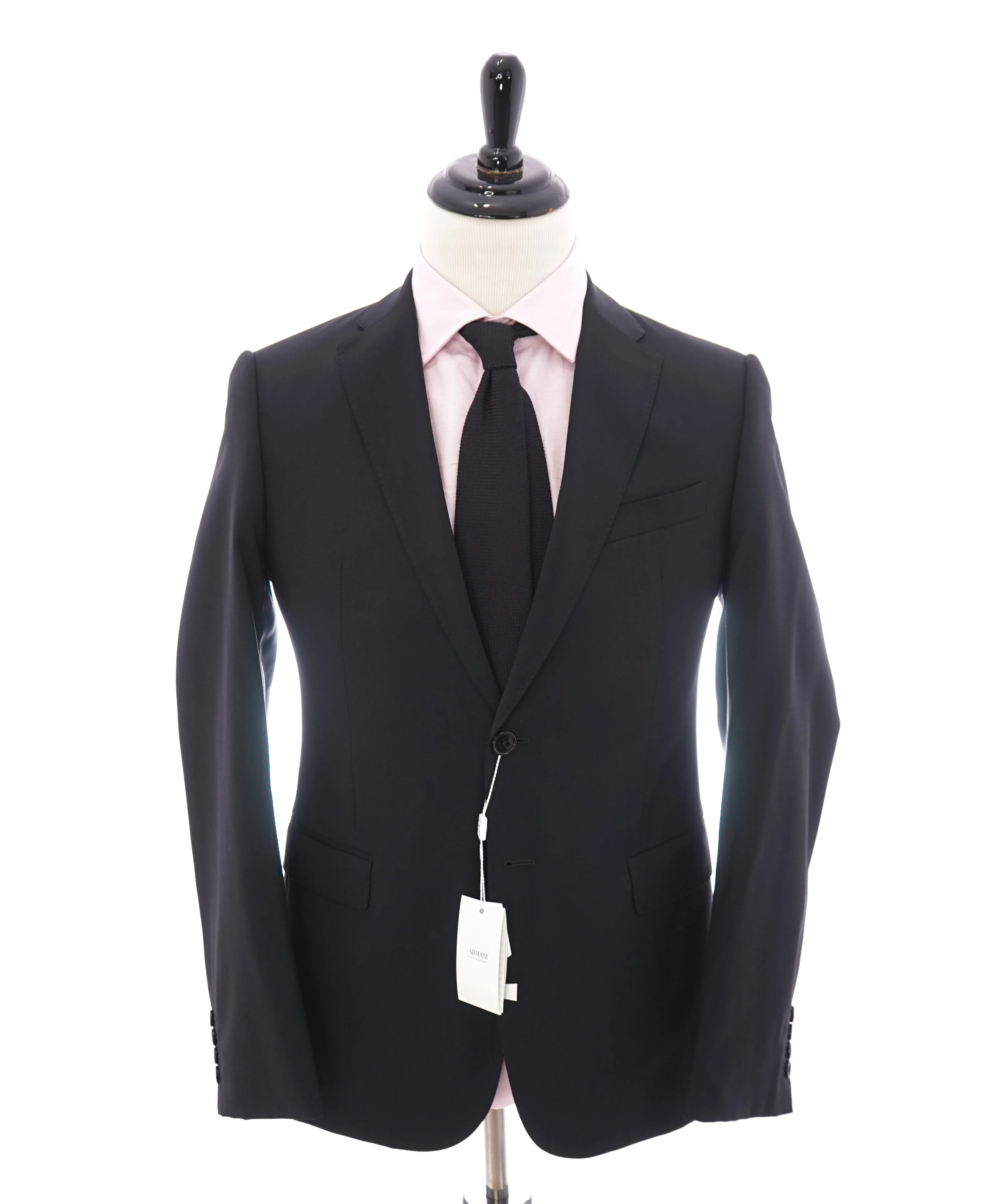 ARMANI COLLEZIONI -  "M Line" Slim Modern Black Notch Lapel Suit - 42R