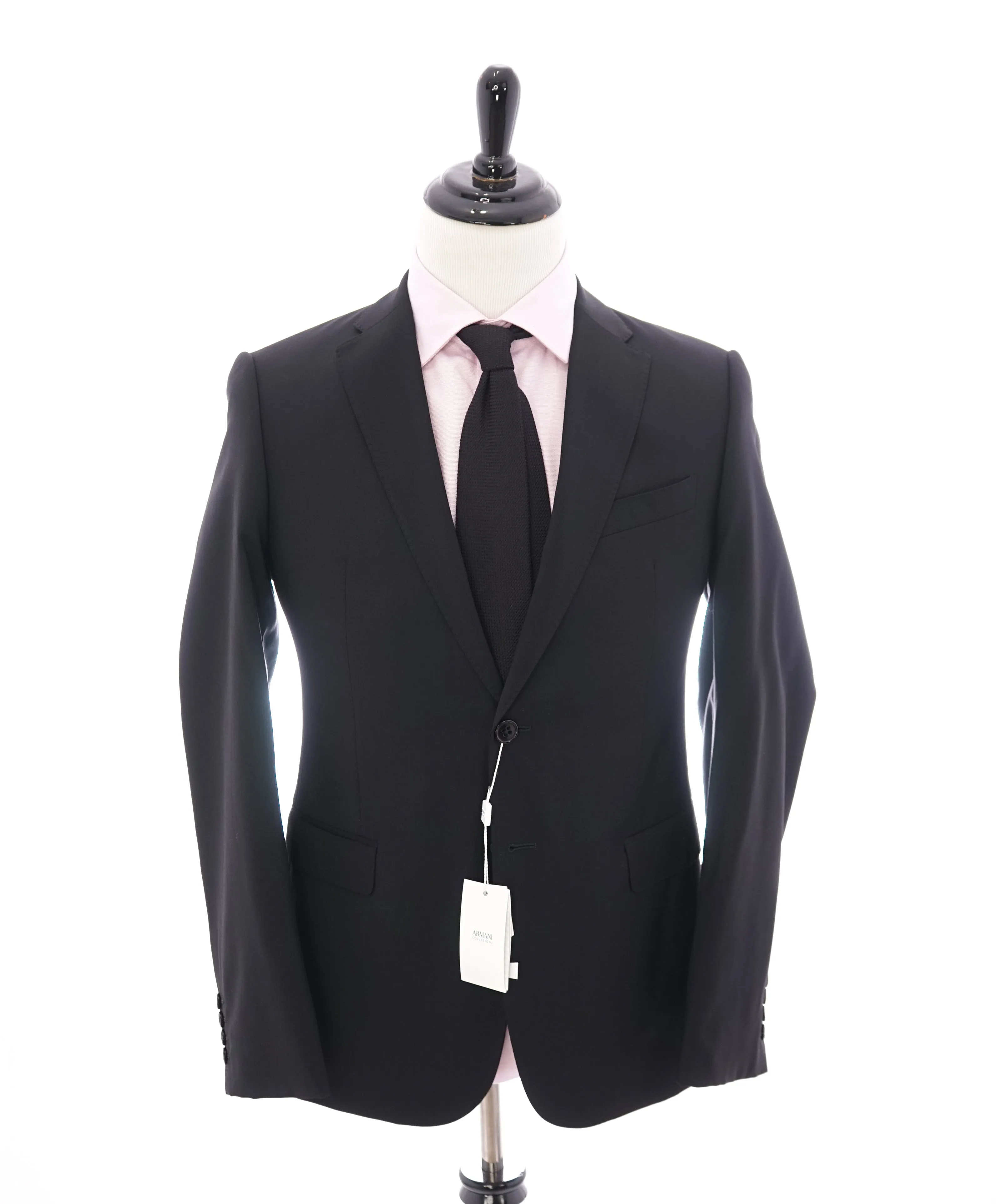 ARMANI COLLEZIONI -  "M Line" Slim Modern Black Notch Lapel Suit - 42R