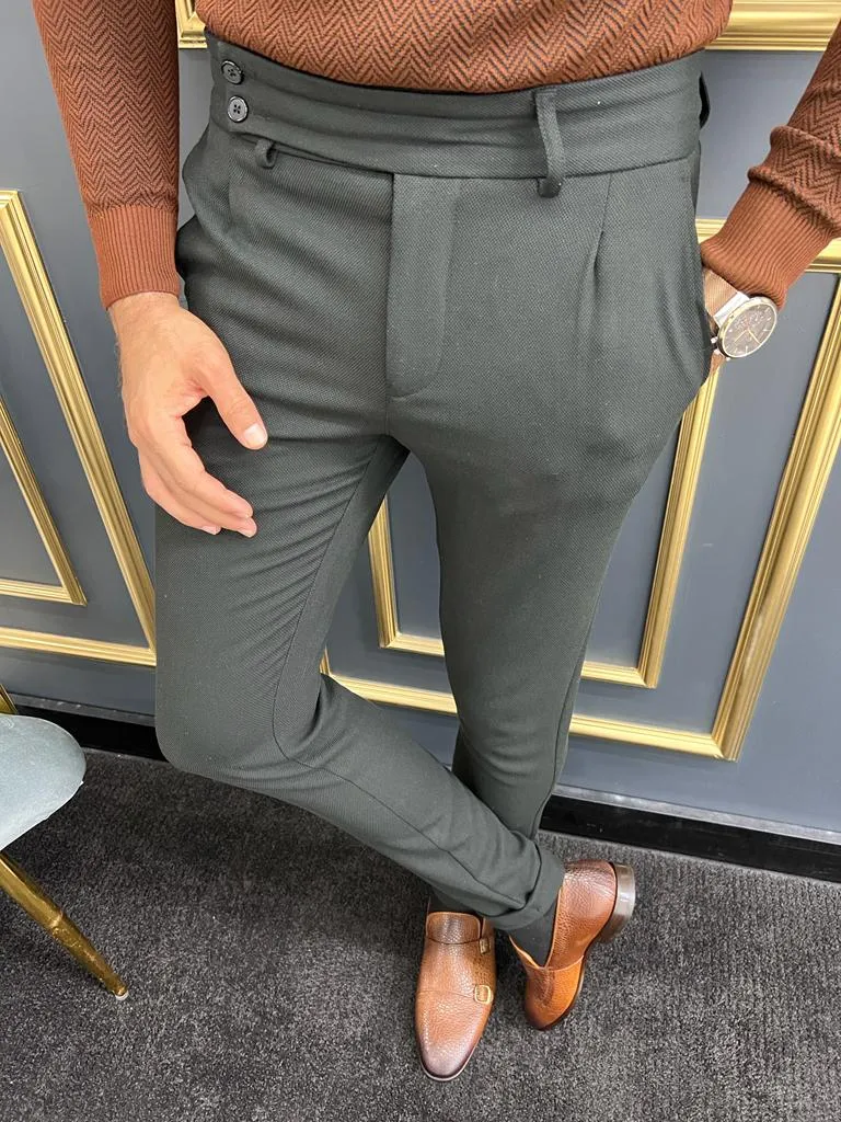 Avion Black Slim Fit Cotton Pants for Modern Elegance