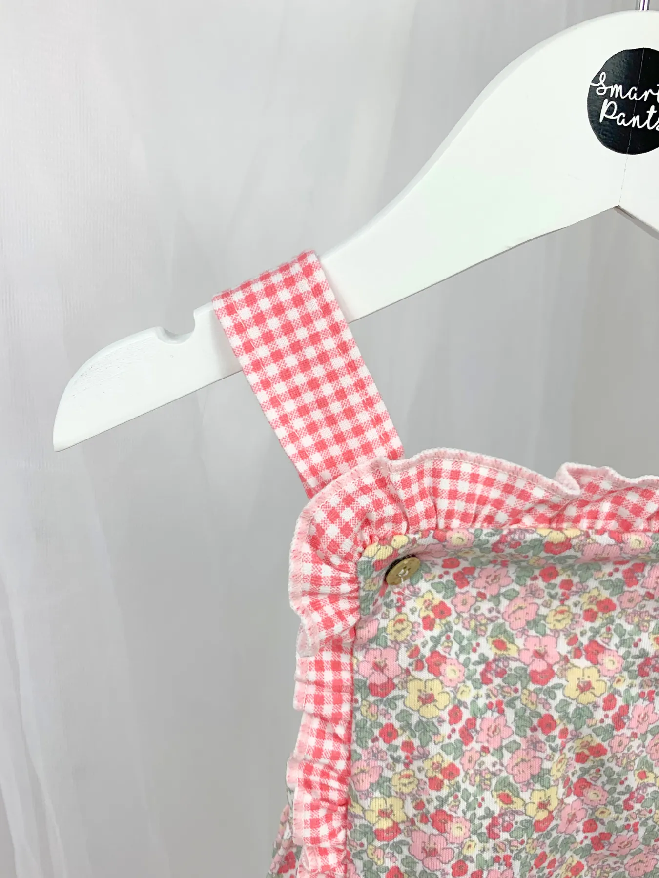 Babidu Baby Girl Floral Gingham Dungarees