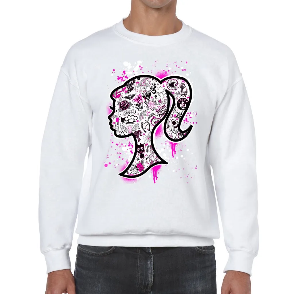 BARBIE TATTOO FLASH  THROUGH-N-THROUGH CREWNECK