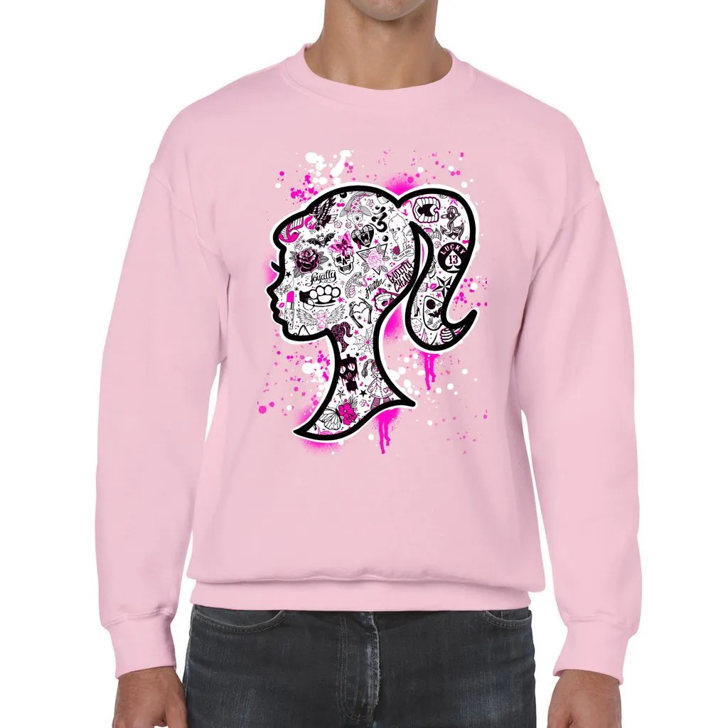 BARBIE TATTOO FLASH  THROUGH-N-THROUGH CREWNECK