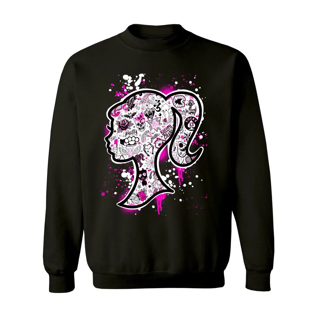 BARBIE TATTOO FLASH  THROUGH-N-THROUGH CREWNECK