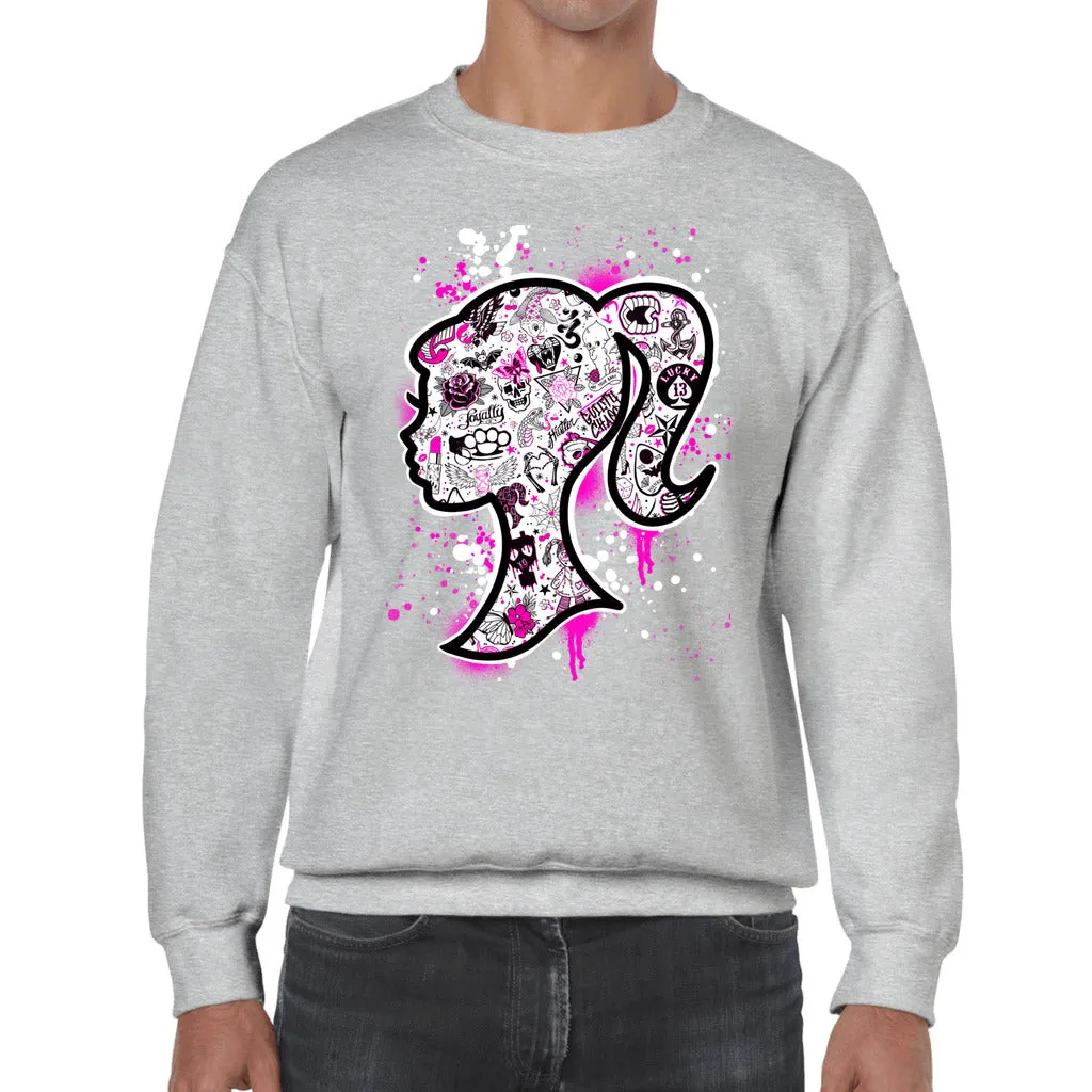 BARBIE TATTOO FLASH  THROUGH-N-THROUGH CREWNECK