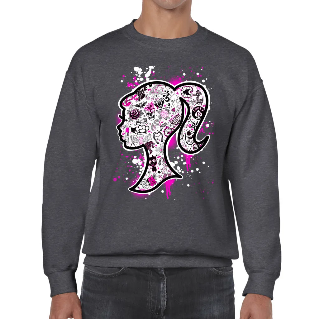 BARBIE TATTOO FLASH  THROUGH-N-THROUGH CREWNECK