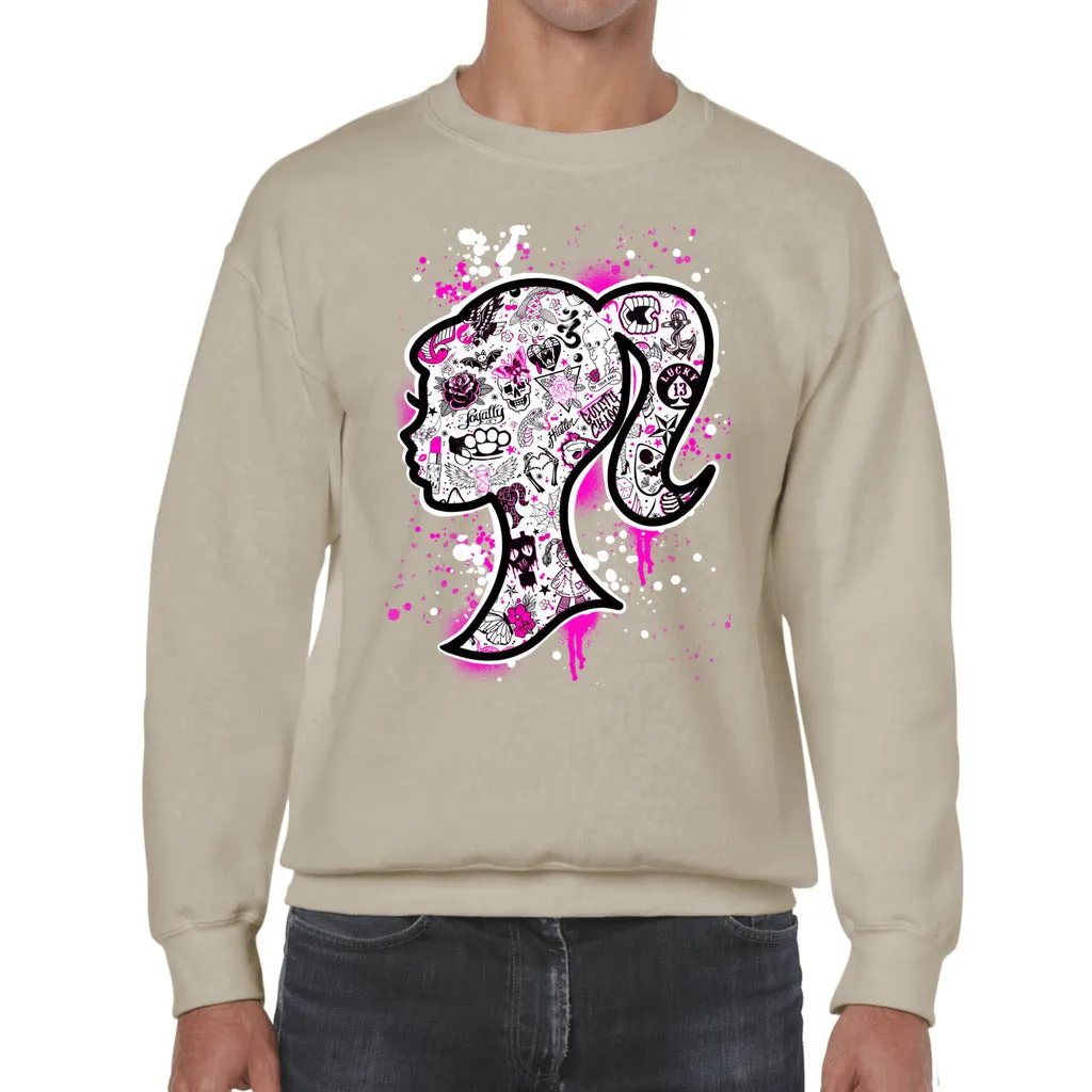 BARBIE TATTOO FLASH  THROUGH-N-THROUGH CREWNECK
