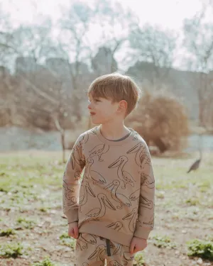 Beige Pelican Print Sweatshirt