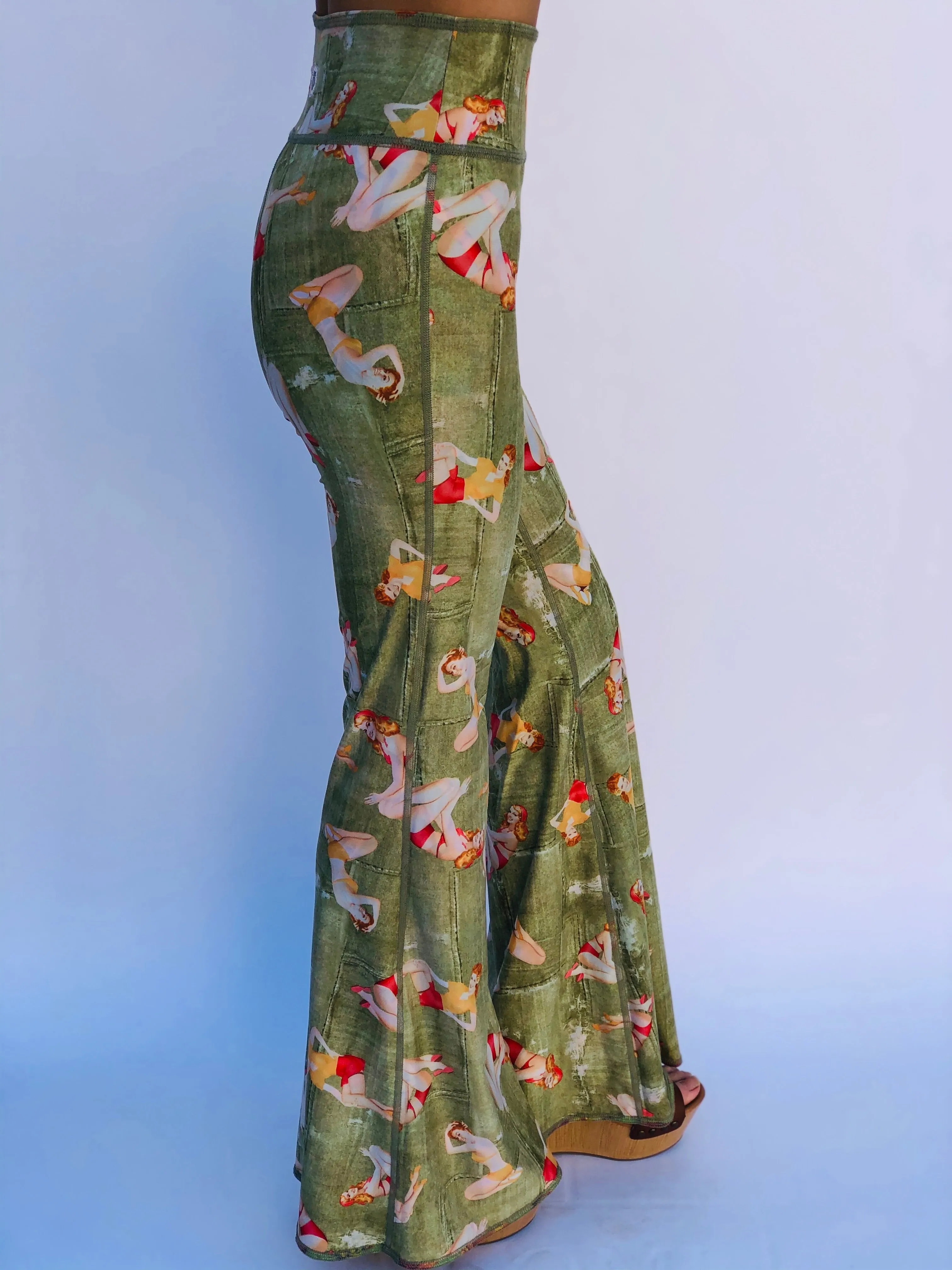 BELL BOTTOMS GREEN PIN UP/COCONUT (long length)