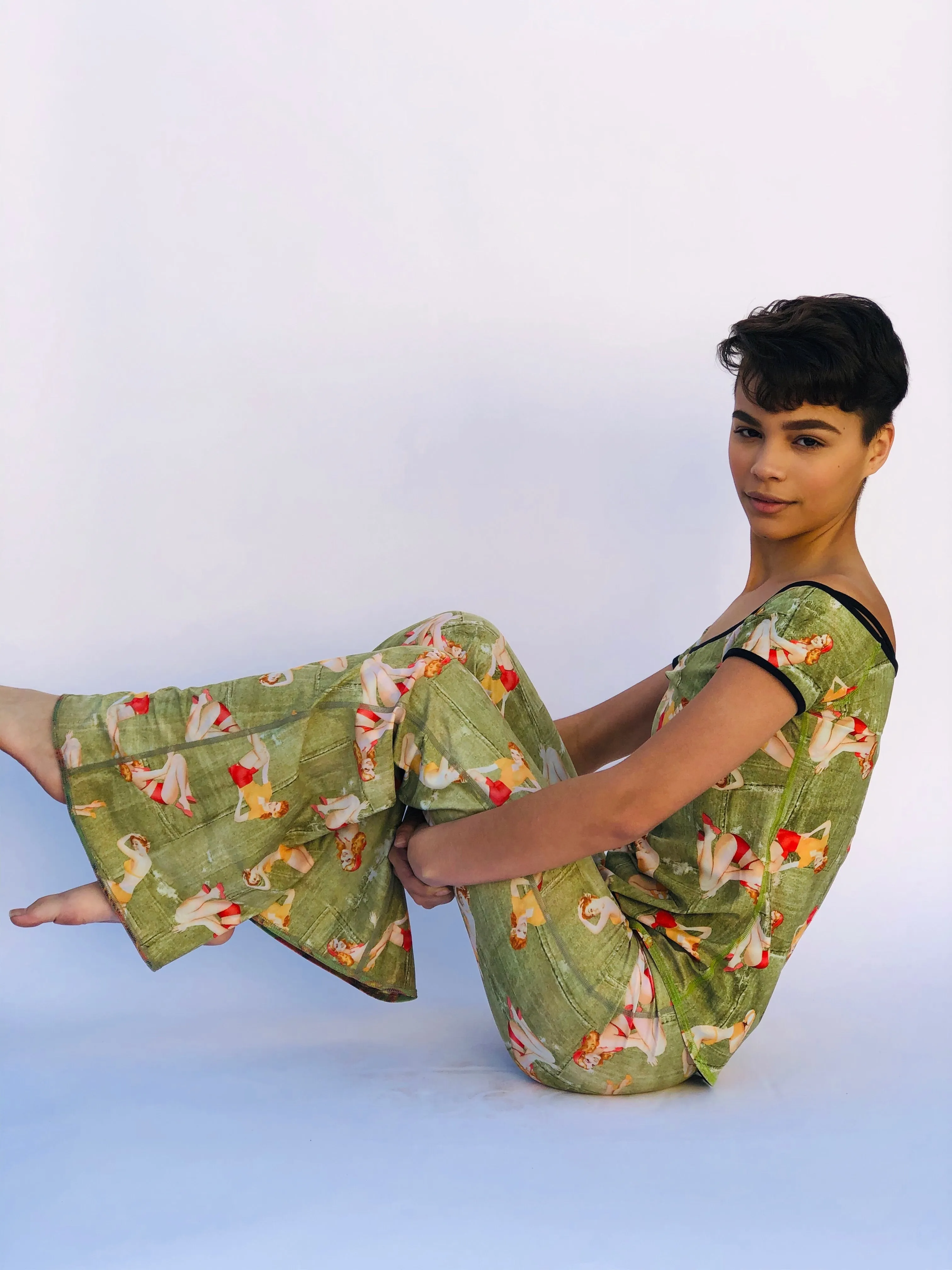 BELL BOTTOMS GREEN PIN UP/COCONUT (long length)