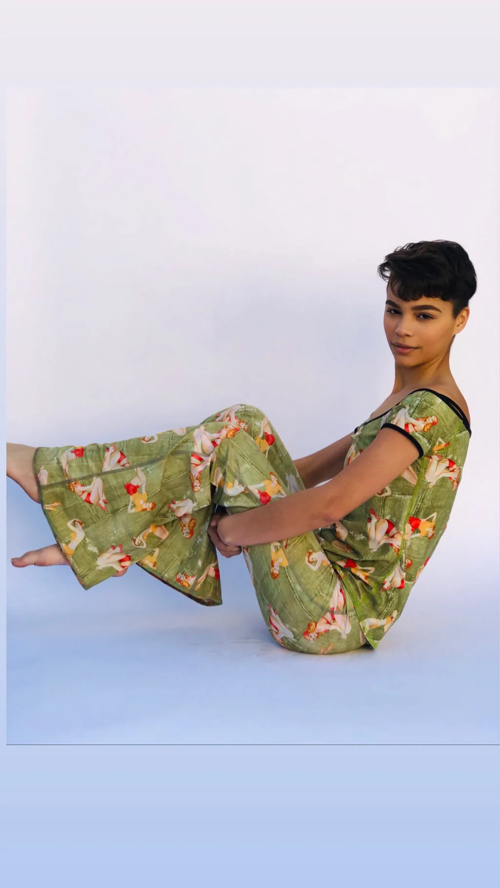 BELL BOTTOMS GREEN PIN UP/COCONUT (long length)