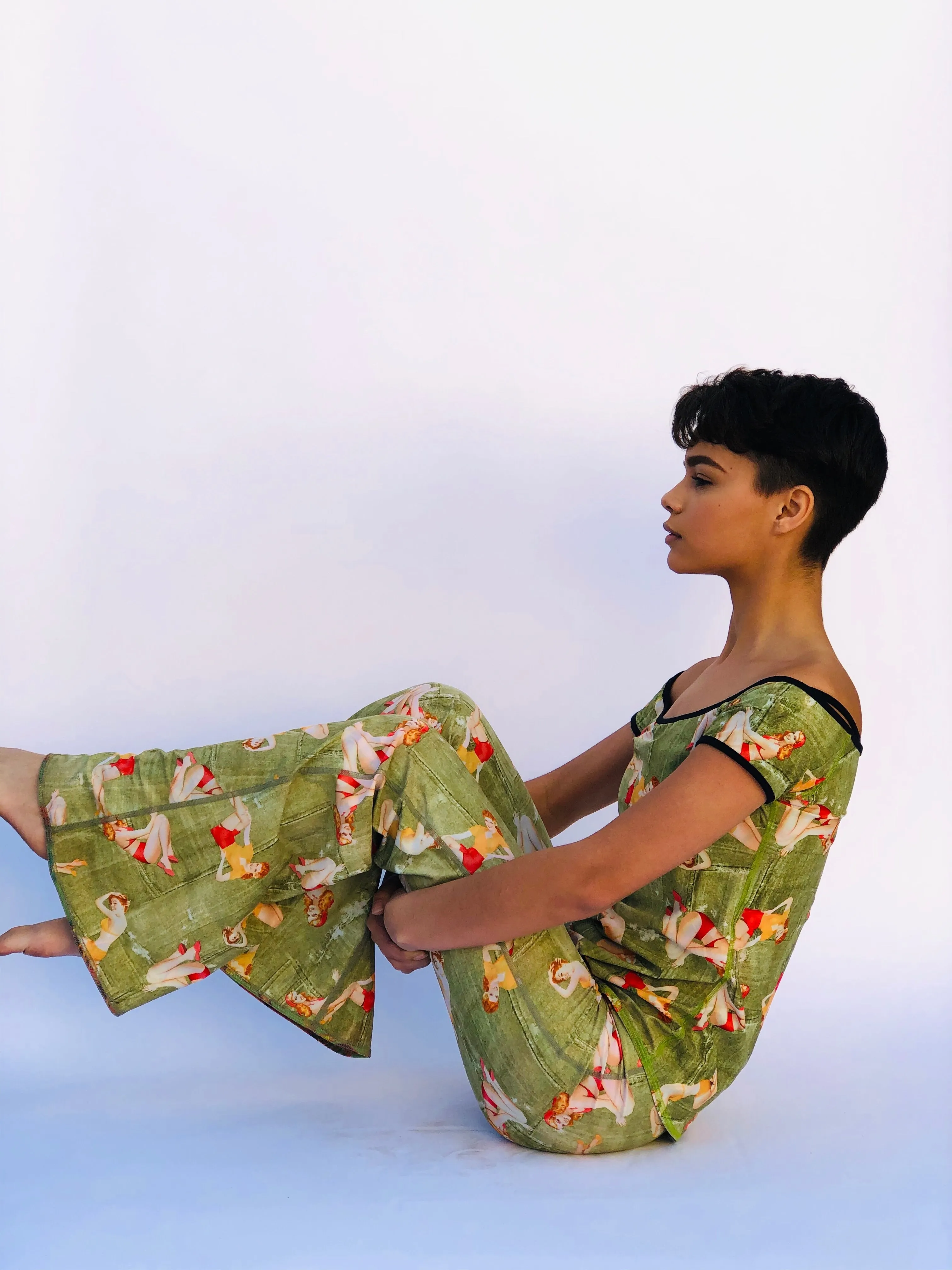 BELL BOTTOMS GREEN PIN UP/COCONUT (long length)