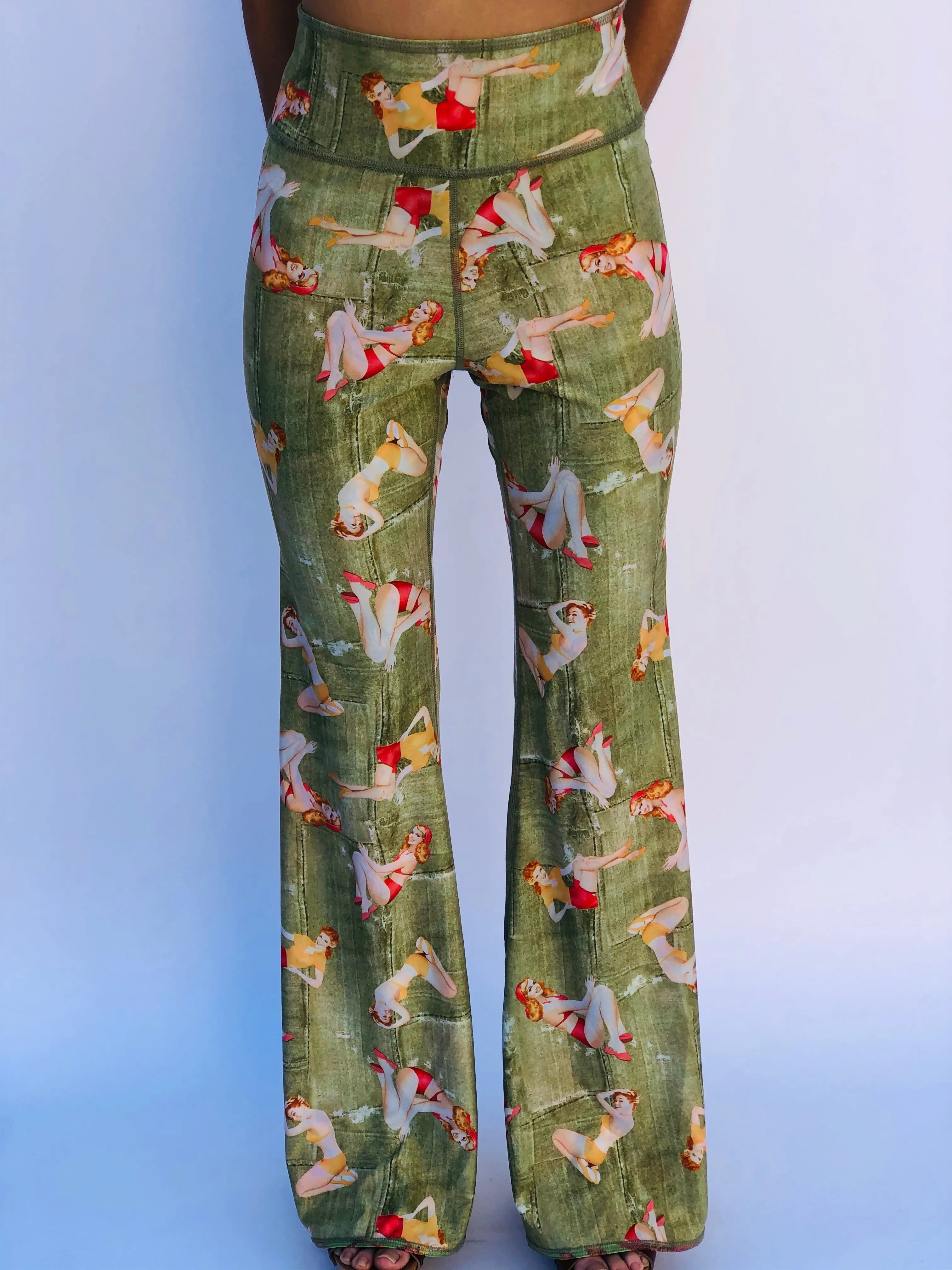 BELL BOTTOMS GREEN PIN UP/COCONUT (long length)