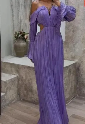 Bernadette - Purple off-the-shoulder maxi dress