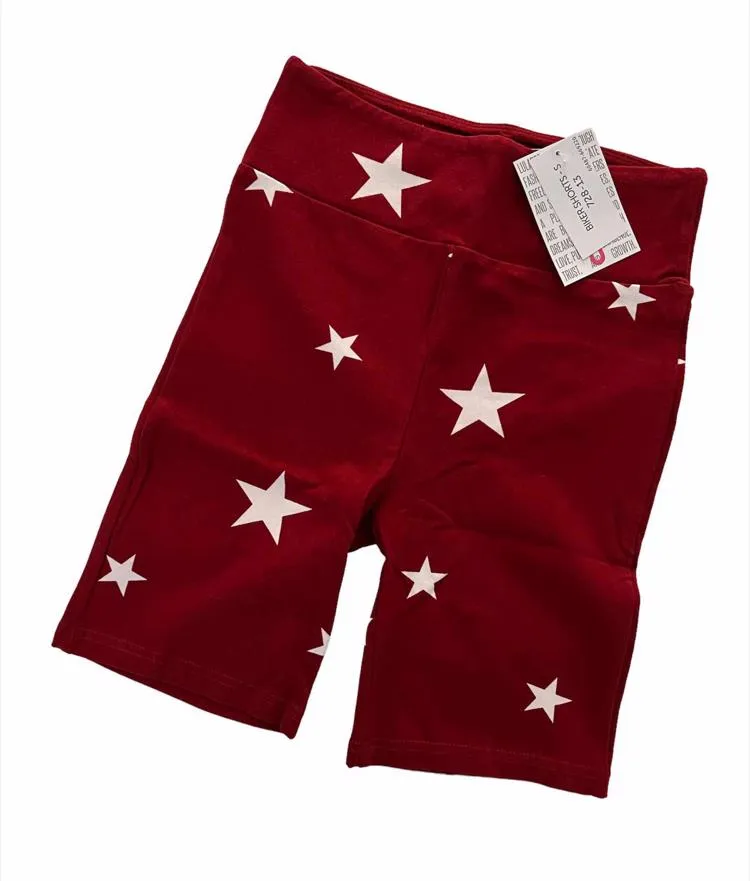 Biker Shorts - Red White Star